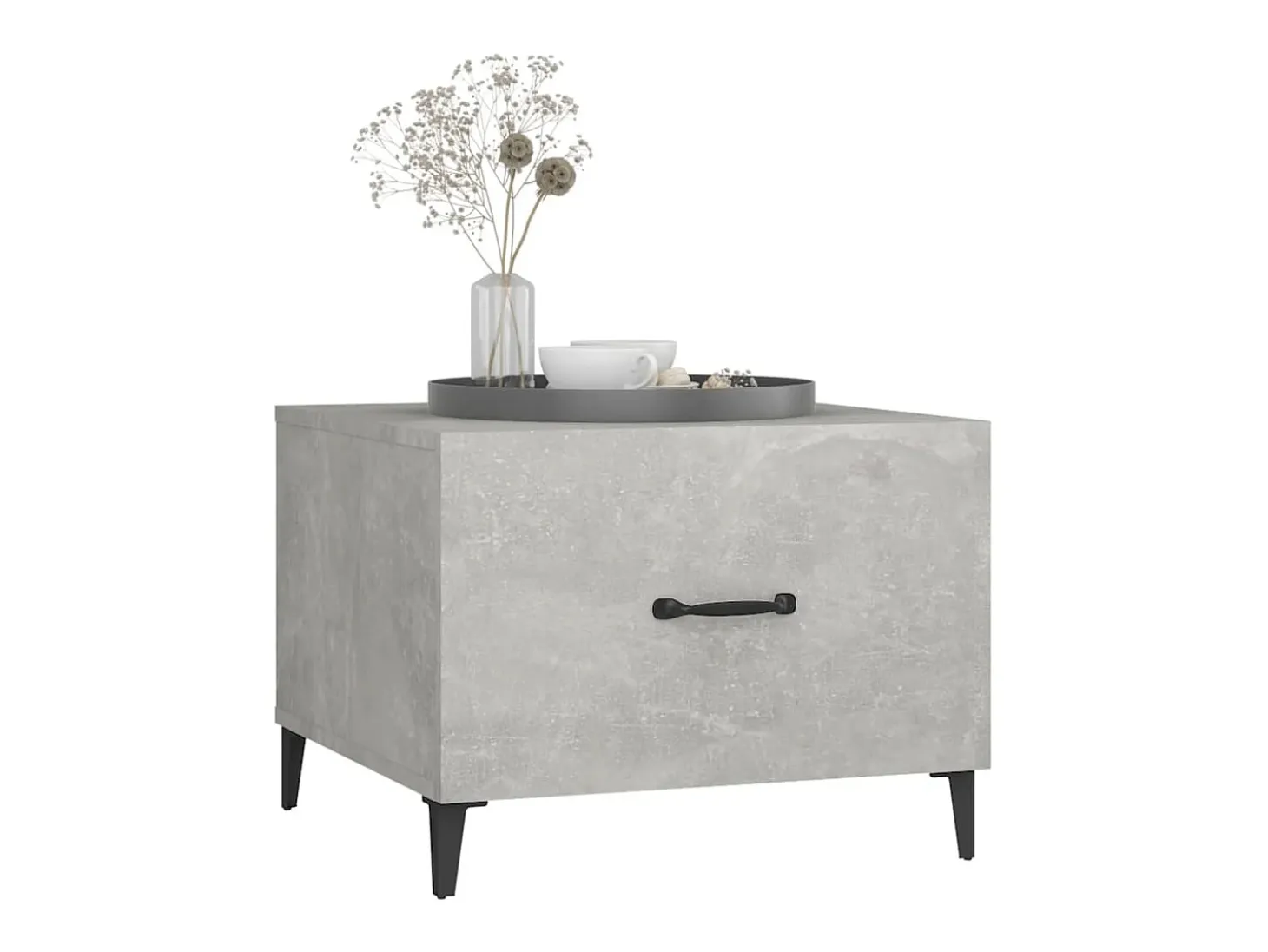 Mesa de centro con patas de metal gris hormigón 50x50x40 cm ES58738