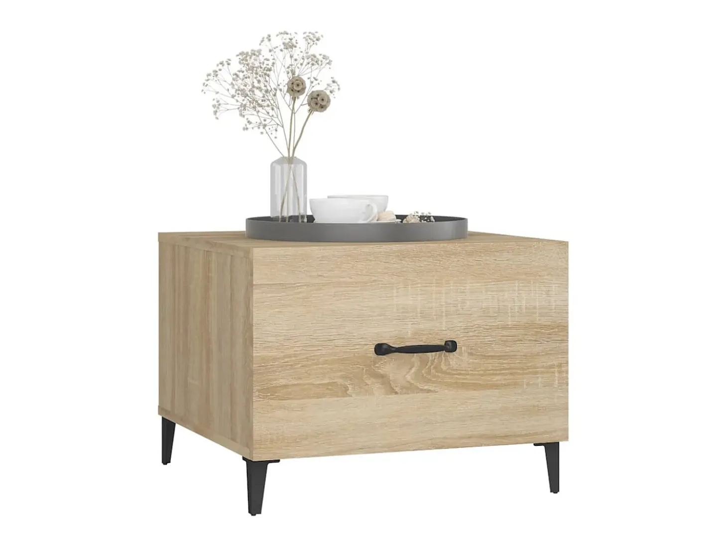 Mesa de centro con patas de metal 2 uds roble Sonoma 50x50x40cm ES23512