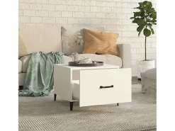 Mesa de centro con patas de metal blanco 50x50x40 cm ES92408