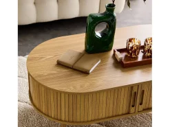 Mesa de centro con puertas correderas y efecto madera natural