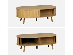 Mesa de centro con puertas correderas y efecto madera natural