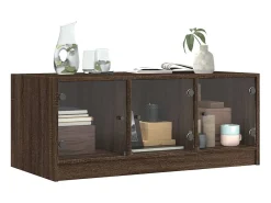 Mesa de centro con puertas de vidrio marrón roble 102x50x42 cm