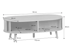Mesa de centro con puertas correderas y efecto madera nogal