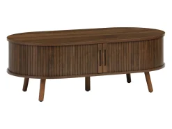 Mesa de centro con puertas correderas y efecto madera nogal