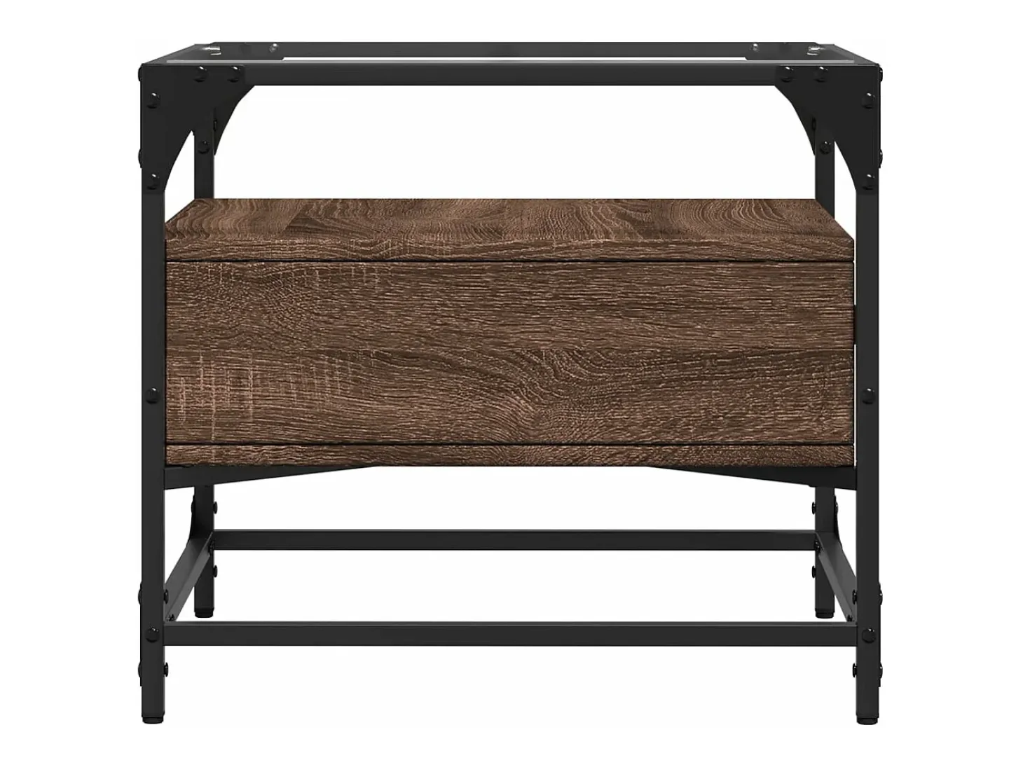 Mesa de centro con puertas de vidrio marrón roble 50x50x45 cm