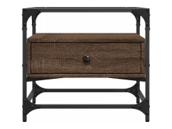 Mesa de centro con puertas de vidrio marrón roble 50x50x45 cm
