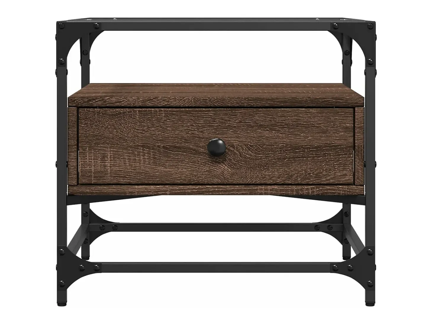 Mesa de centro con puertas de vidrio marrón roble 50x50x45 cm