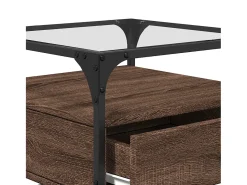 Mesa de centro con puertas de vidrio marrón roble 50x50x45 cm