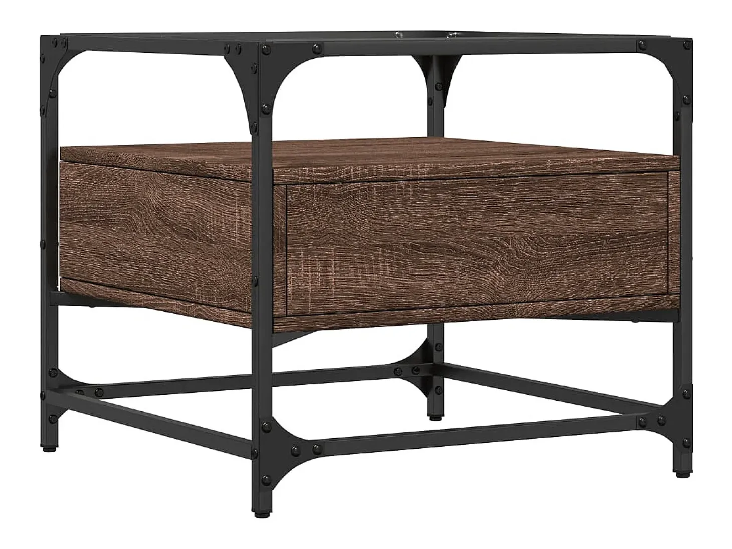 Mesa de centro con puertas de vidrio marrón roble 50x50x45 cm