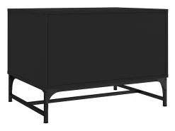 Mesa de centro con puertas de vidrio negra 68,5x50x50 cm