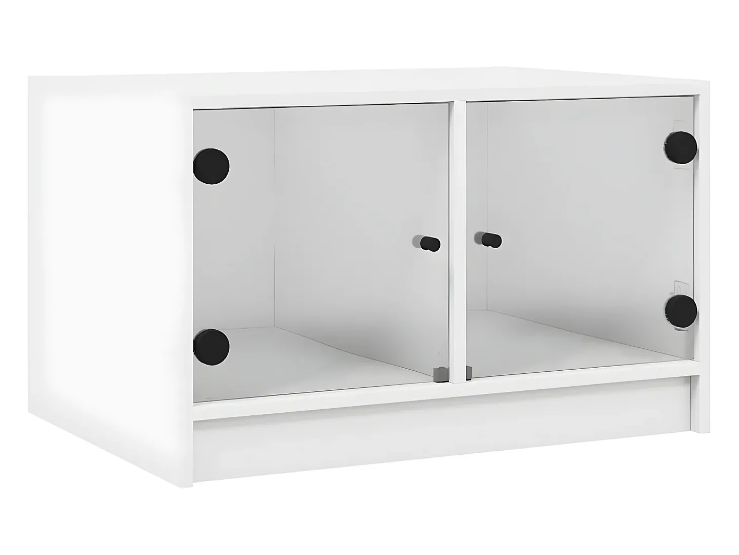Mesa de centro con puertas de vidrio blanca 68x50x42 cm