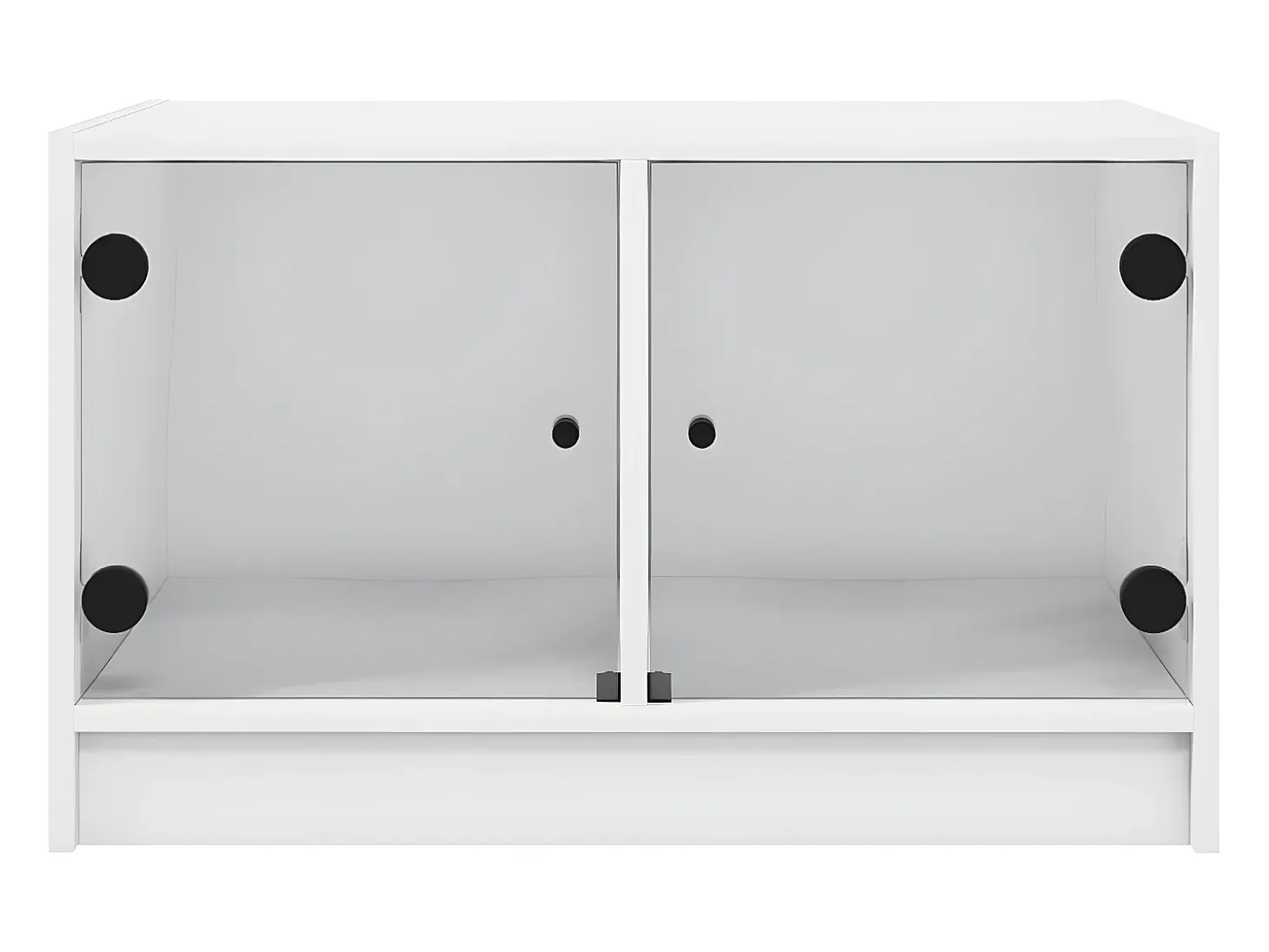 Mesa de centro con puertas de vidrio blanca 68x50x42 cm