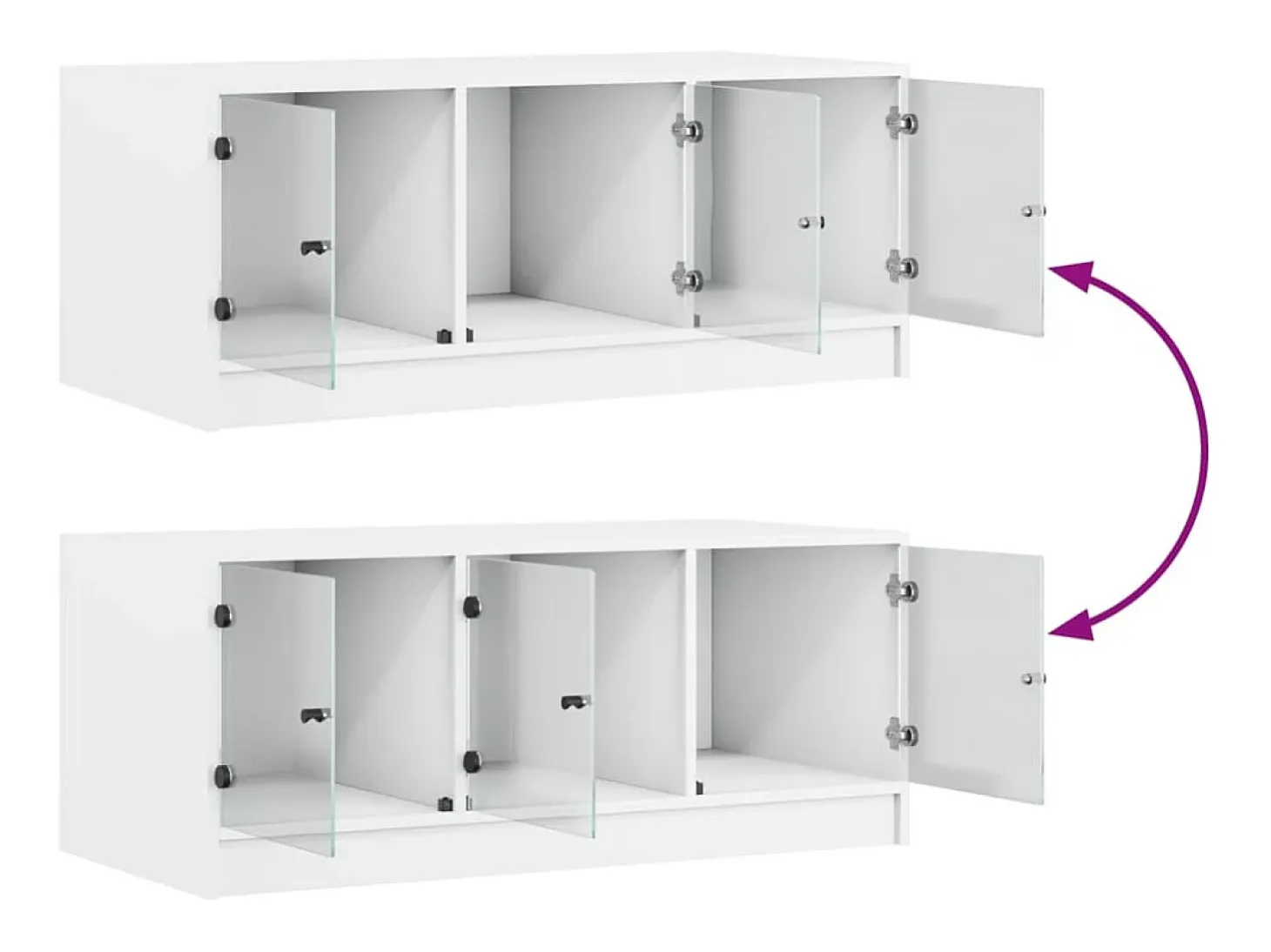 Mesa de centro con puertas de vidrio blanca 102x50x42 cm