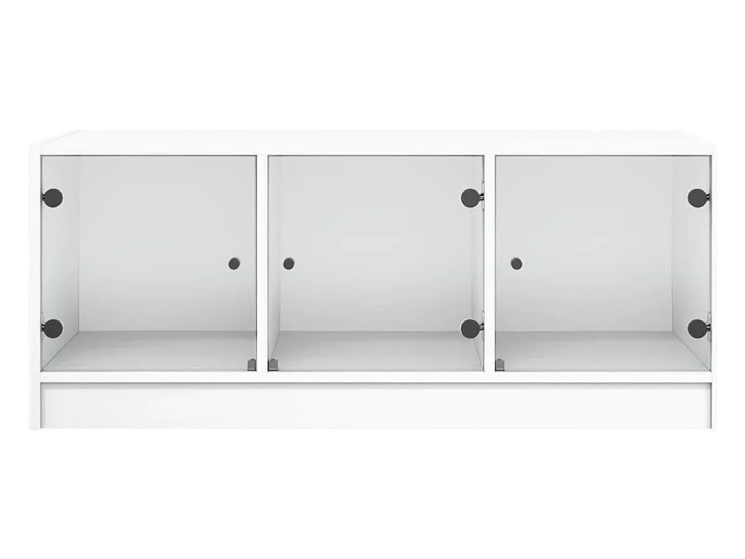 Mesa de centro con puertas de vidrio blanca 102x50x42 cm