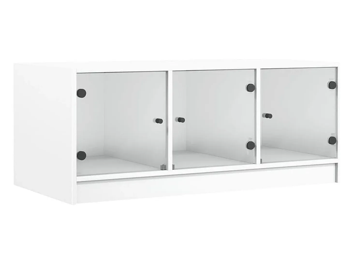 Mesa de centro con puertas de vidrio blanca 102x50x42 cm