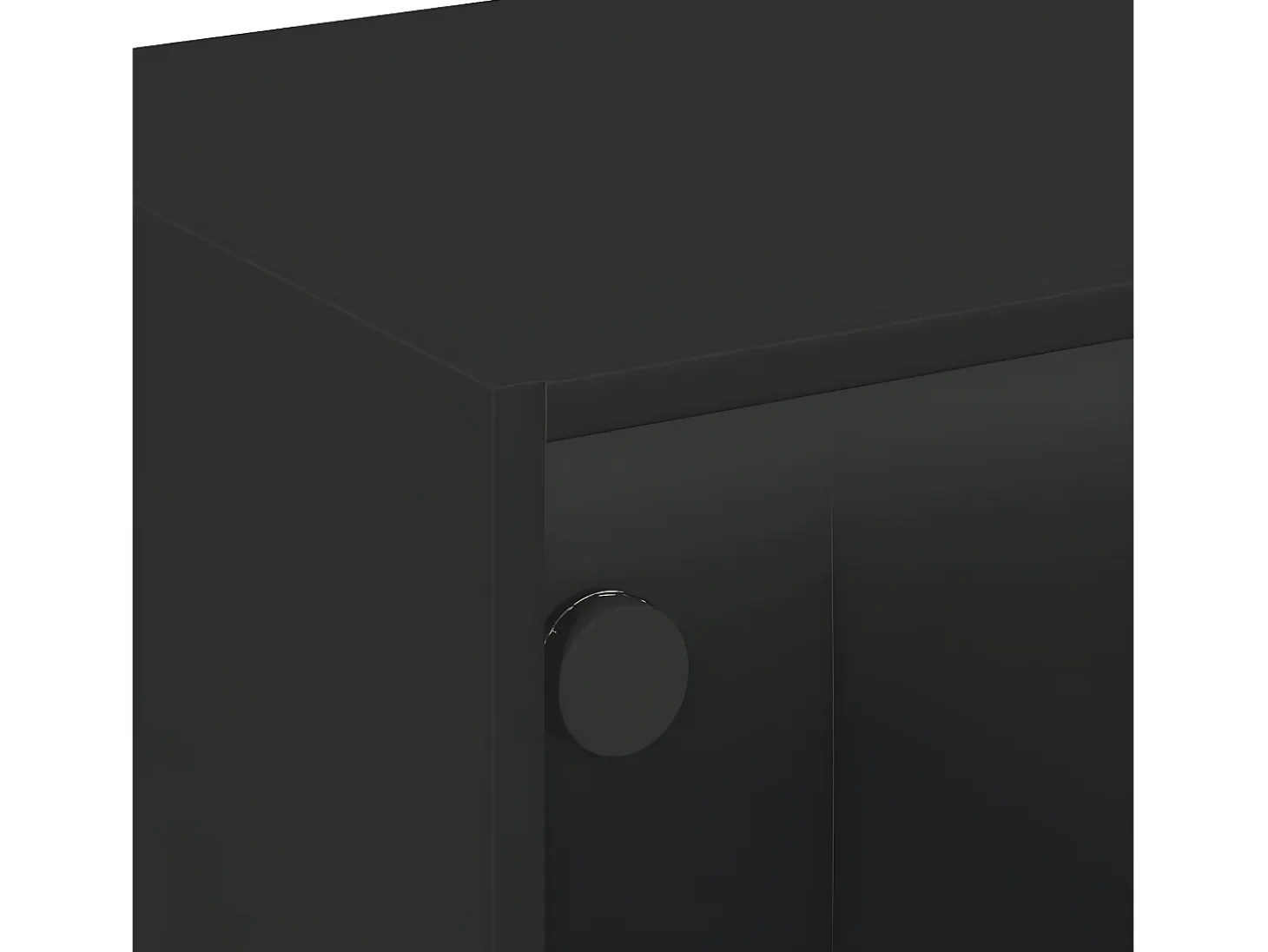 Mesa de centro con puertas de vidrio negra 68x50x42 cm