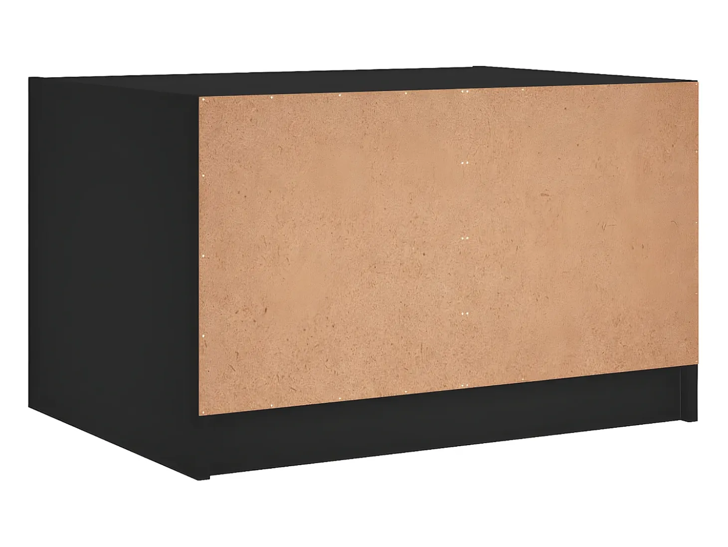 Mesa de centro con puertas de vidrio negra 68x50x42 cm