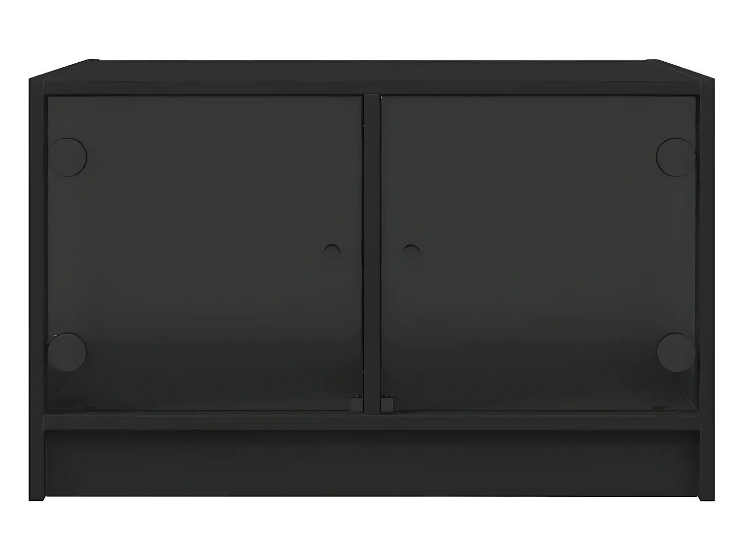 Mesa de centro con puertas de vidrio negra 68x50x42 cm