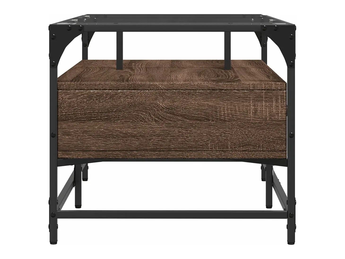 Mesa de centro con puertas de vidrio marrón roble 68,5x50x50 cm