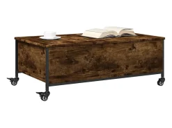 Mesa de centro con ruedas madera ingeniería roble 91x55x34 cm