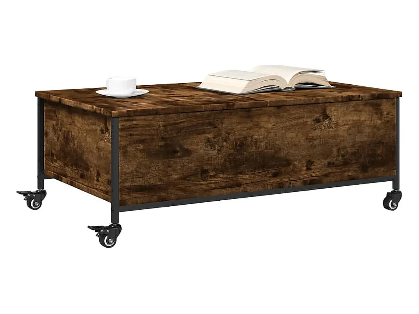Mesa de centro con ruedas madera ingeniería roble 91x55x34 cm
