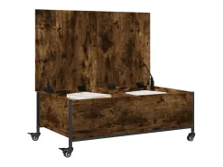 Mesa de centro con ruedas madera ingeniería roble 91x55x34 cm