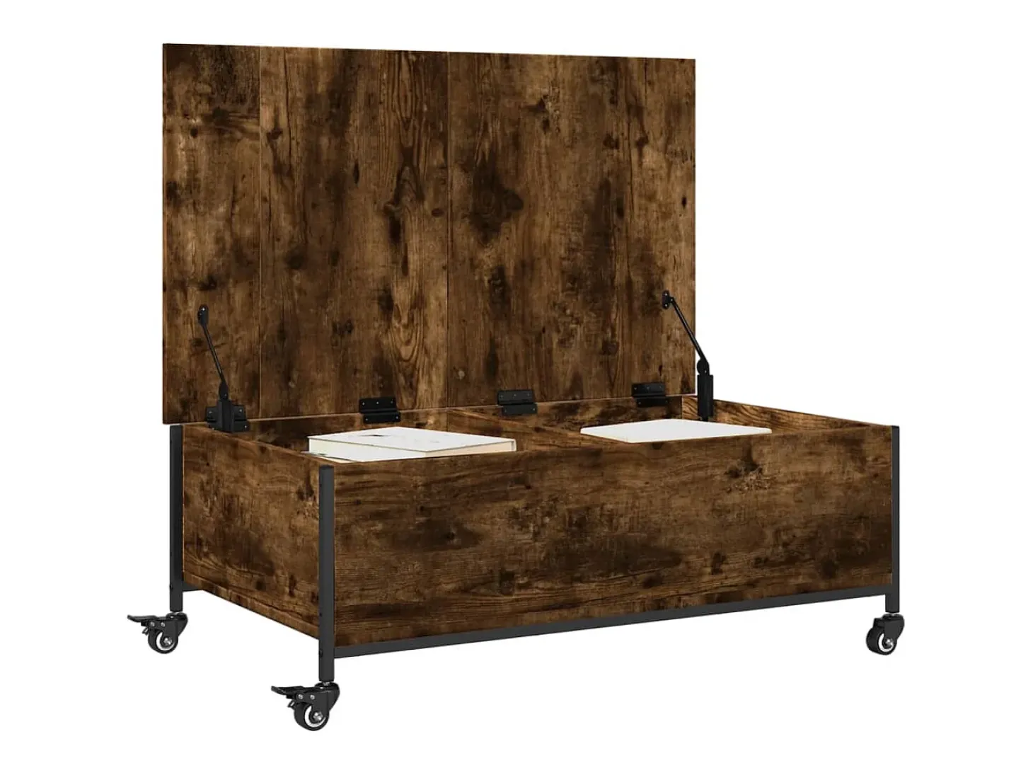 Mesa de centro con ruedas madera ingeniería roble 91x55x34 cm