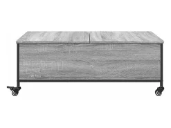 Mesa de centro con ruedas madera ingeniería gris 91x55x34 cm