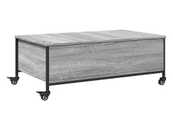 Mesa de centro con ruedas madera ingeniería gris 91x55x34 cm