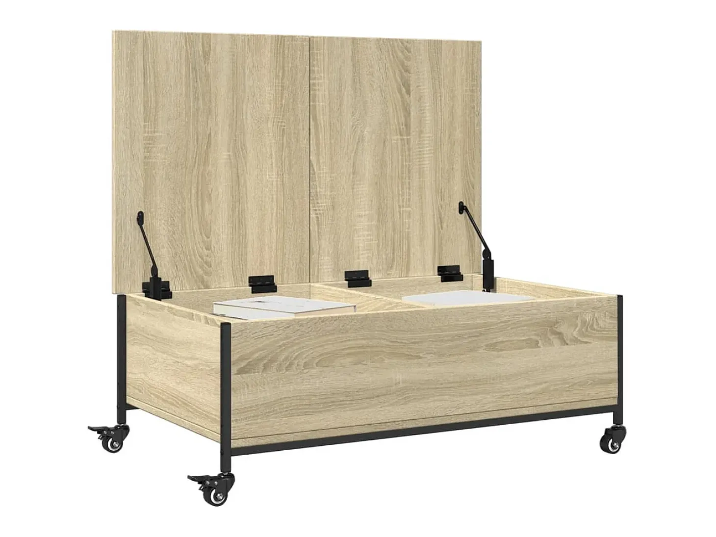 Mesa de centro con ruedas madera ingeniería Sonoma 91x55x34 cm