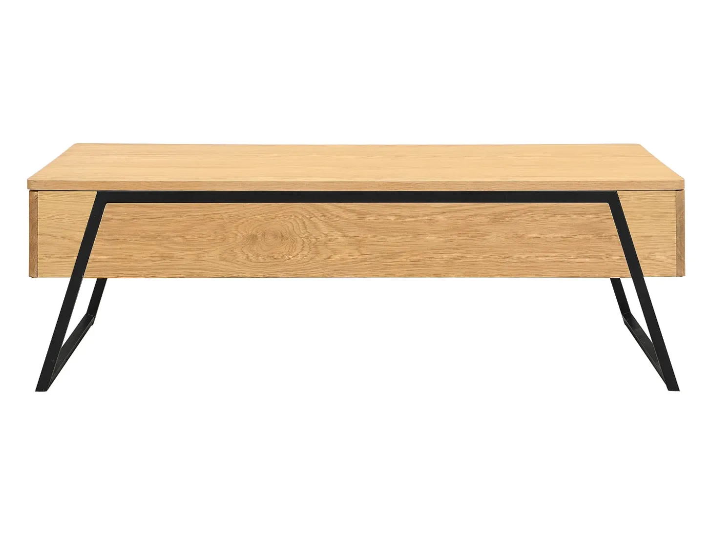 Mesa de centro con tablero elevable chapado en roble - Natural - EBENORA