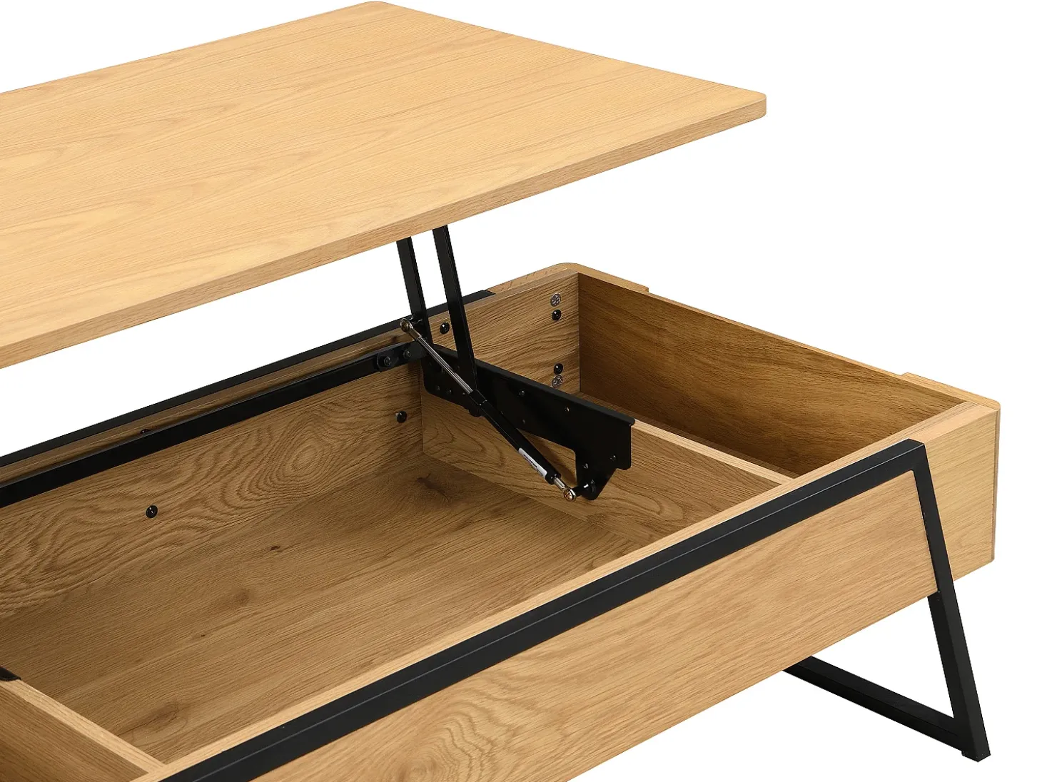 Mesa de centro con tablero elevable chapado en roble - Natural - EBENORA