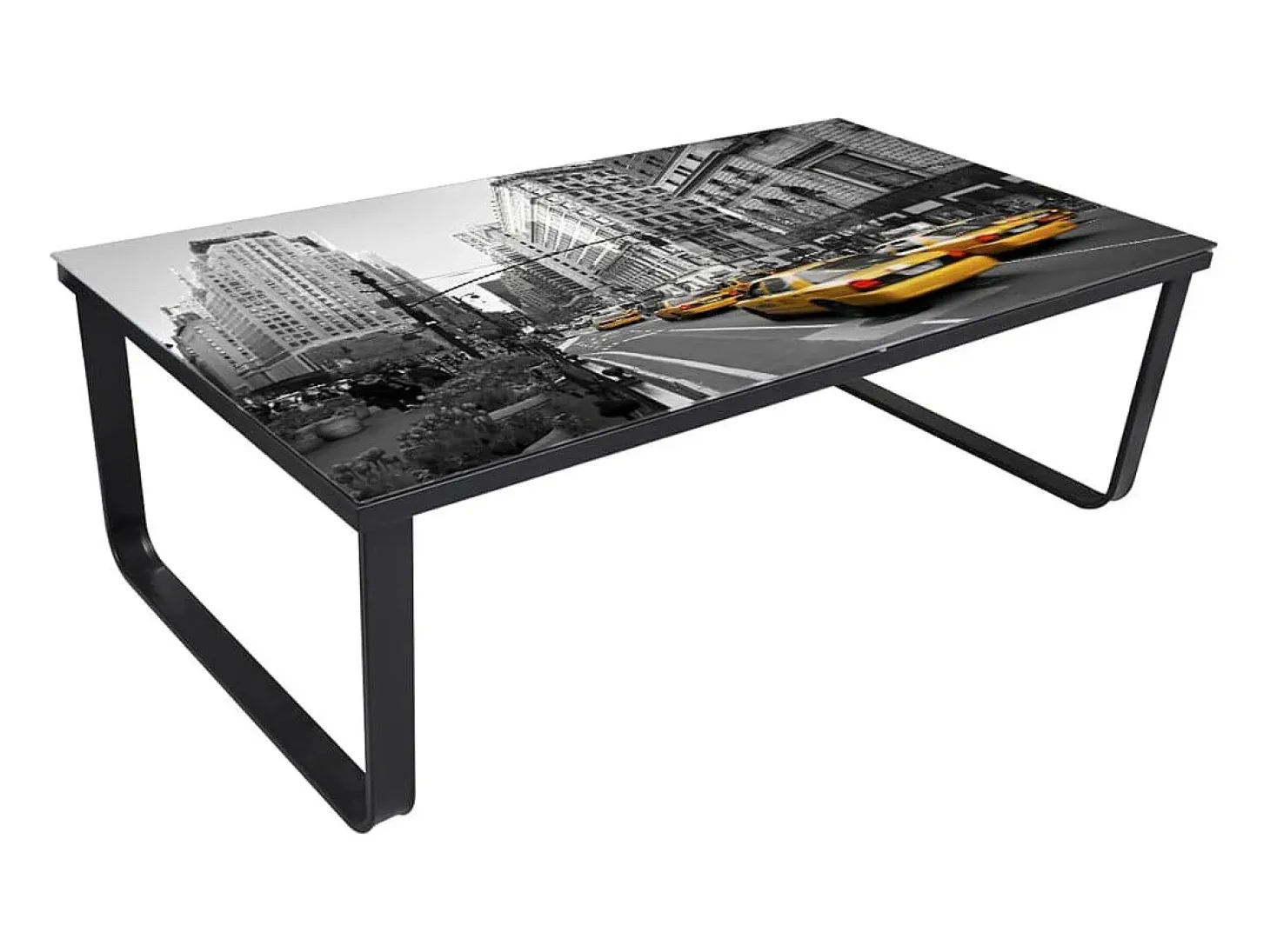 Mesa de centro con tablero de cristal rectangular