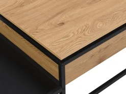 Mesa de centro con tablero elevable - MDF y metal - Natural y negro - LUTESA