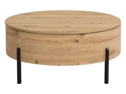 Mesa de centro con tablero giratorio en MDF y acero - Natural - YEMELIA
