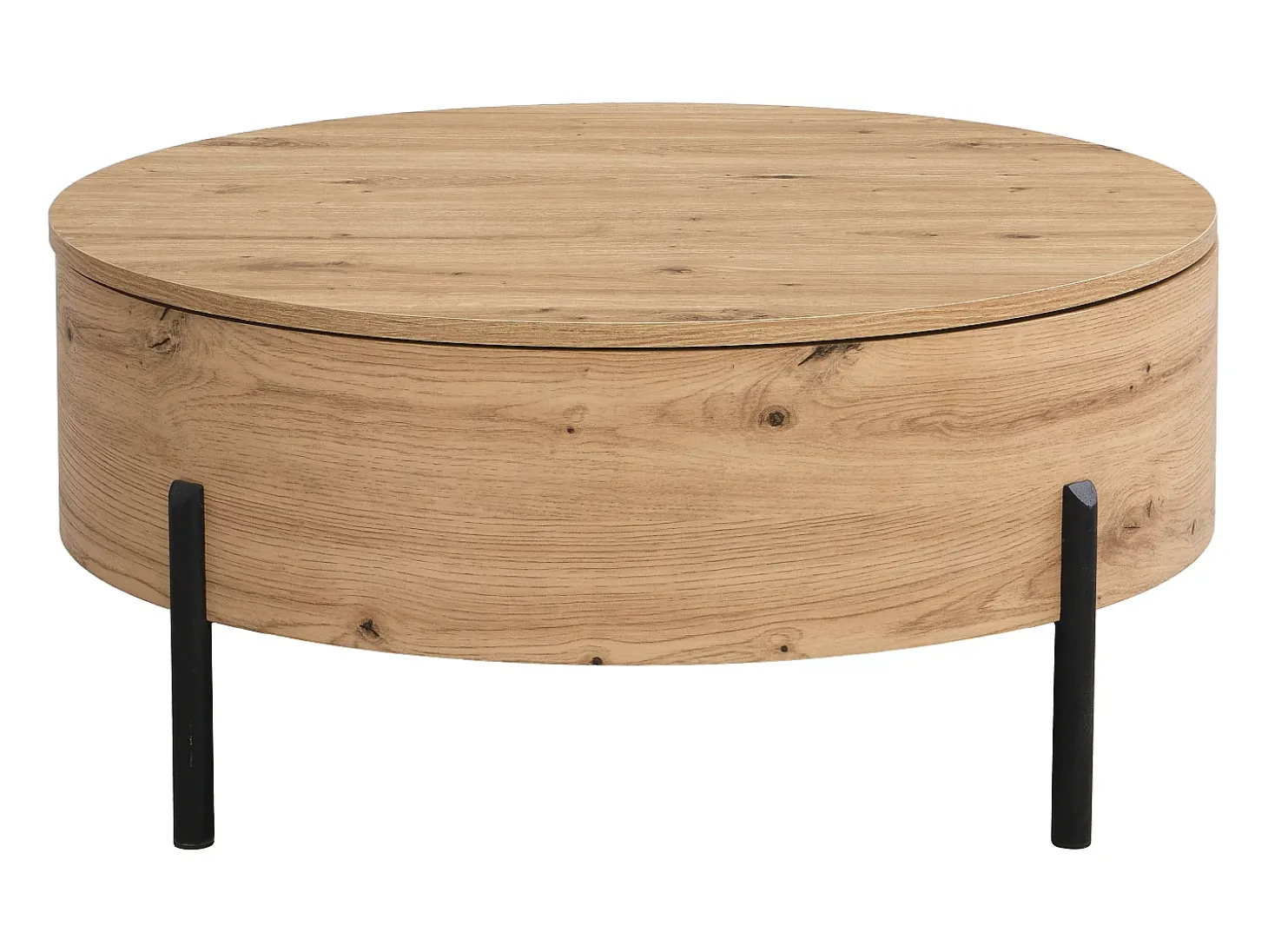 Mesa de centro con tablero giratorio en MDF y acero - Natural - YEMELIA