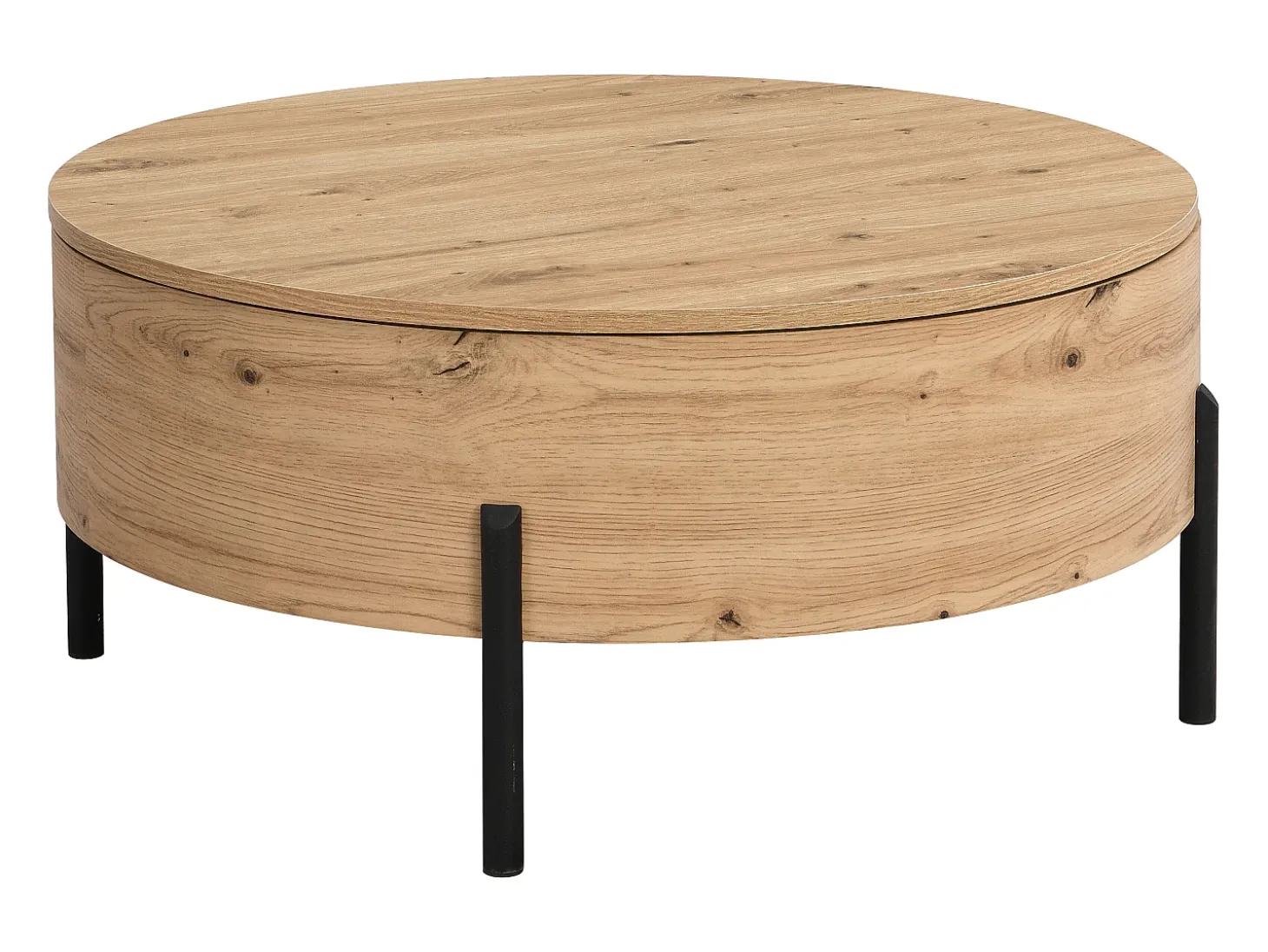 Mesa de centro con tablero giratorio en MDF y acero - Natural - YEMELIA