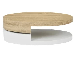 Mesa de centro con tablero pivotante - MDF - Natural y blanco VITALY
