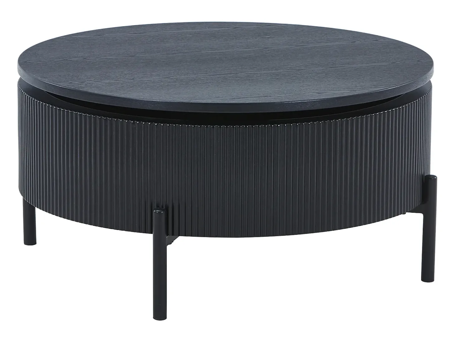 Mesa de centro con tablero giratorio chapado de fresno - Negro - NORVANE