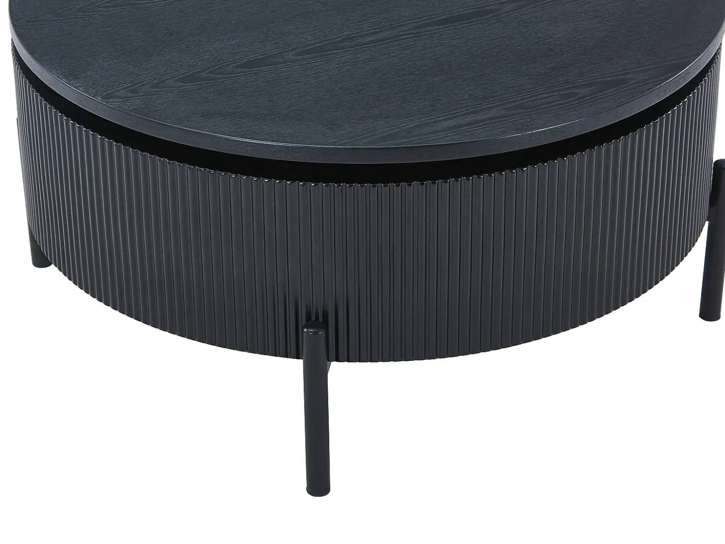 Mesa de centro con tablero giratorio chapado de fresno - Negro - NORVANE