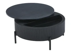 Mesa de centro con tablero giratorio chapado de fresno - Negro - NORVANE