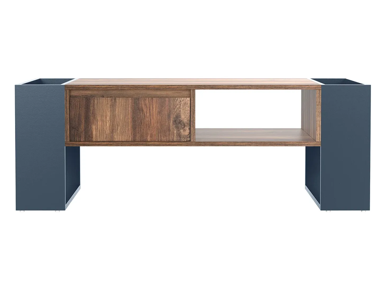 Mesa de centro con un cajón - estilo industrial - Marrón y Negro