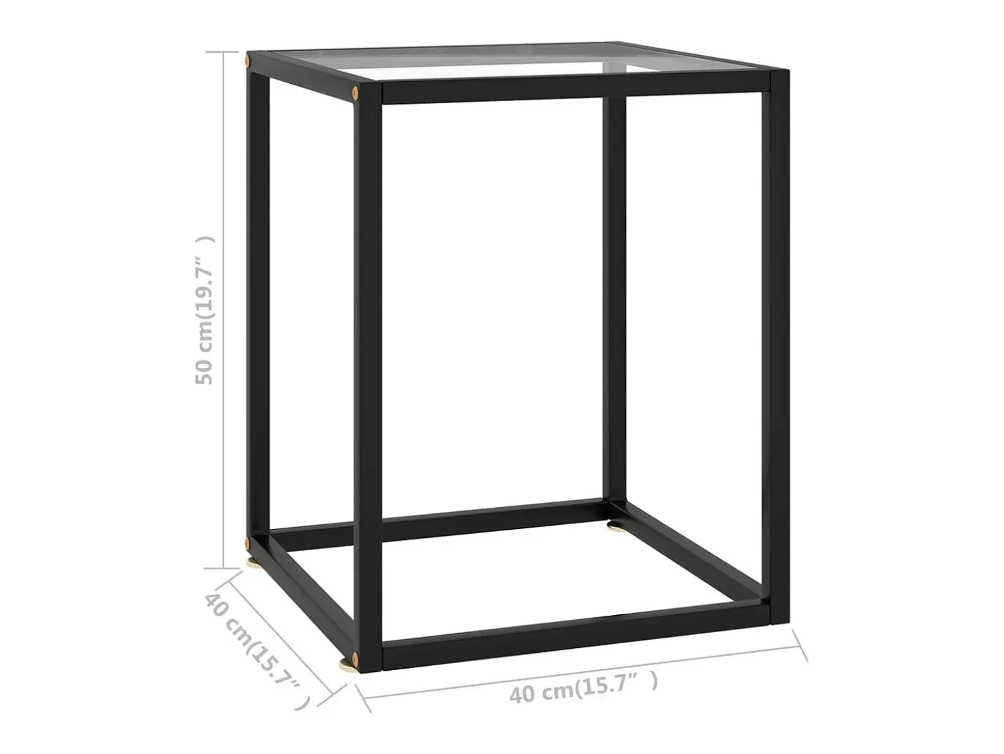 Mesa de centro con vidrio templado negra 40x40x50 cm