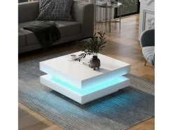 Mesa de centro contemporánea con LED en 16 colores - forma cuadrada - Blanco