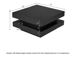 Mesa de centro contemporánea con LED en 16 colores - forma cuadrada - Negro
