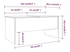 Mesa de centro contrachapado roble ahumado 102x50,5x46,5 cm