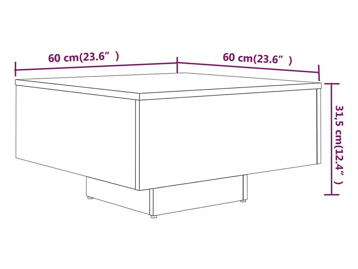 Mesa de centro contrachapado roble ahumado 60x60x31,5 cm