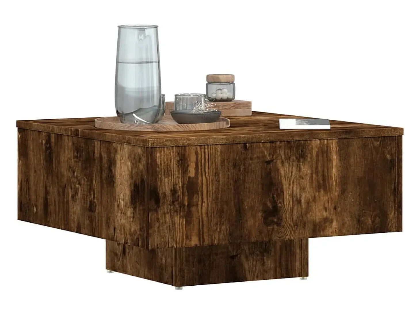 Mesa de centro contrachapado roble ahumado 60x60x31,5 cm