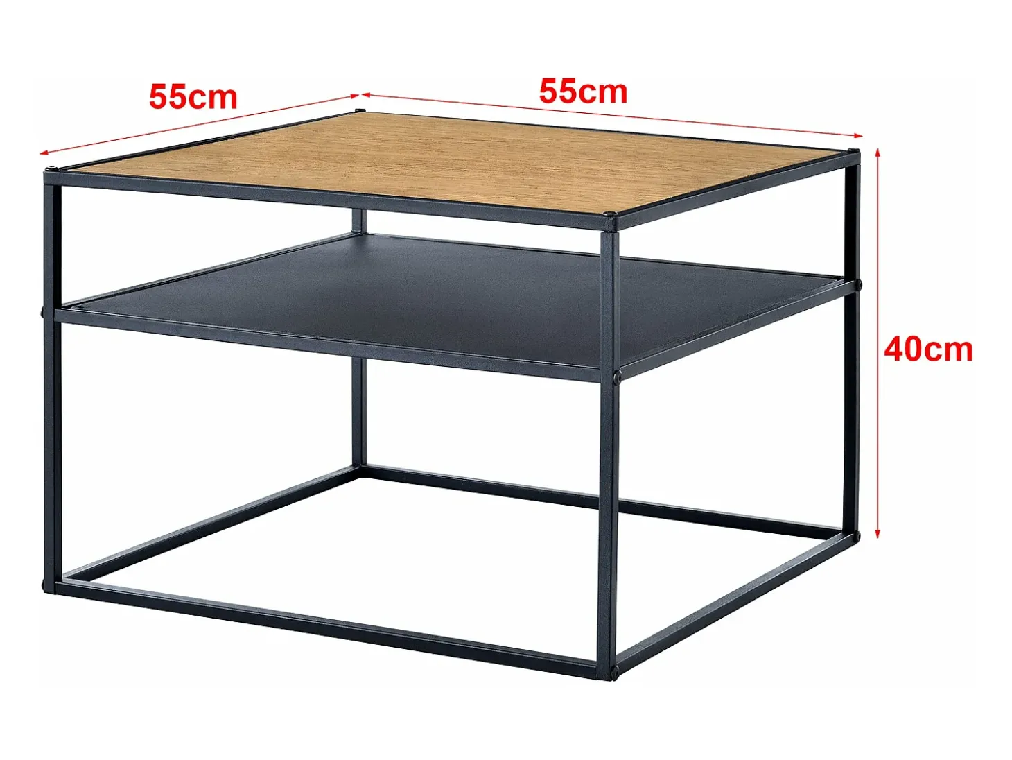 Mesa de centro cuadrada 40 x 55 x 55 cm con espacio de almacenaje efecto madera negra 03_0008431