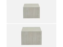 Mesa de centro cuadrada con efecto mármol, set de 2 blanco